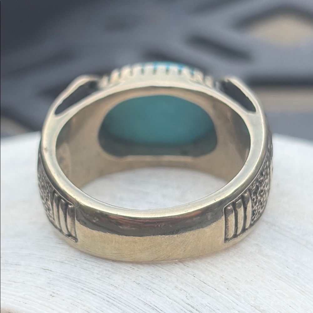 Carolyn Pollack x Roderick Tenorio RMT Sleeping Beauty Turquoise Bronze Ring 8 - Picture 9 of 14